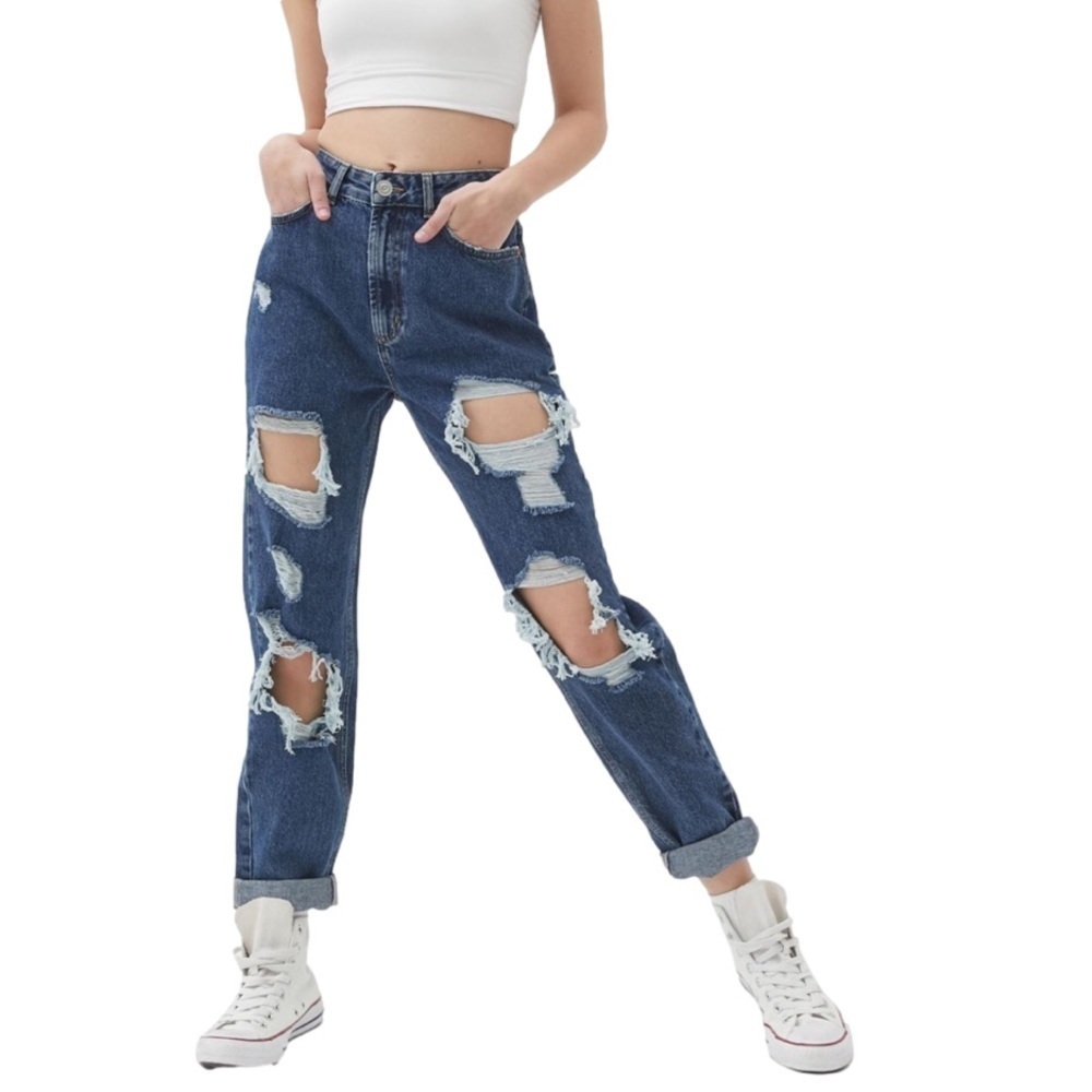 BDG Destroyed Ripped Mom Jeans, 27